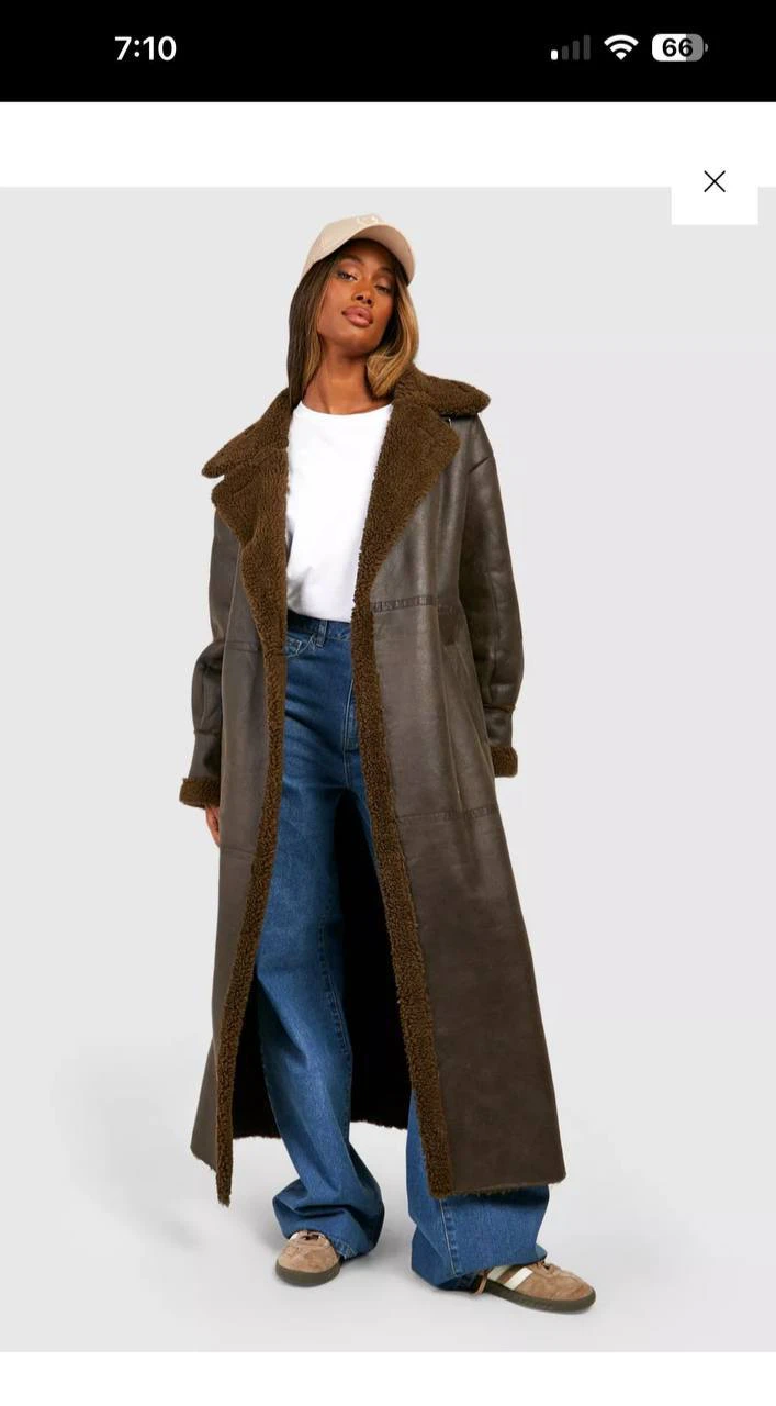 BOOHOO Дублёнка из экокожи, M/L — 4