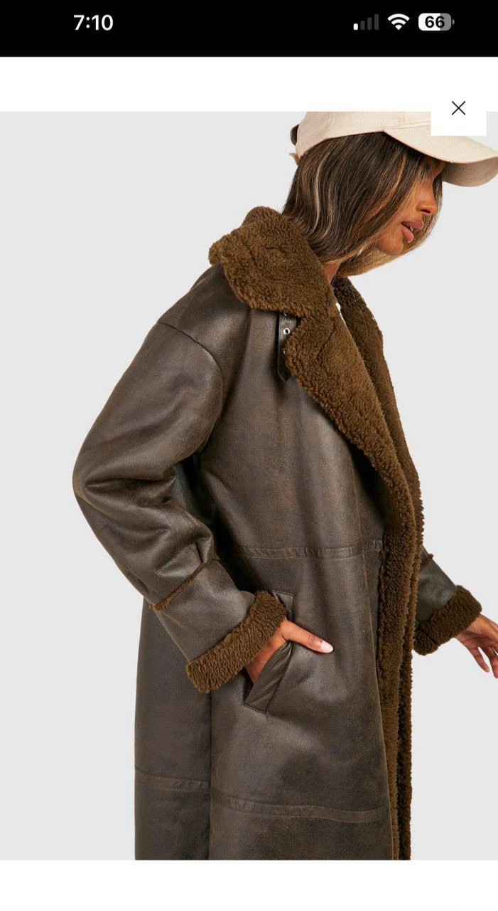 BOOHOO Дублёнка из экокожи, M/L — 2