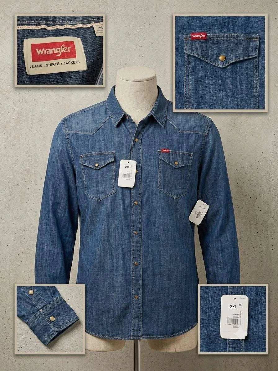 Wrangler Мужская джинсовая рубашка, XXL — 1