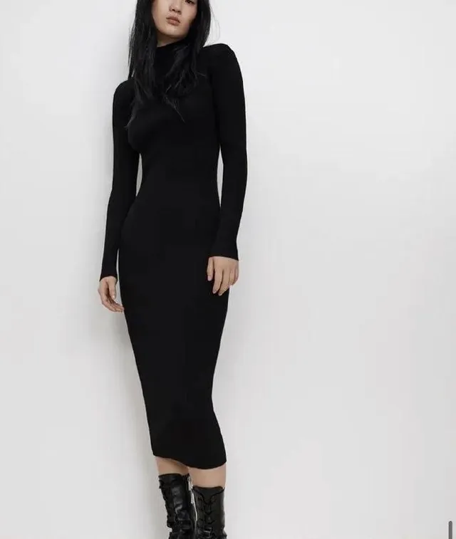 Zara Платье трикотаж миди, S/M