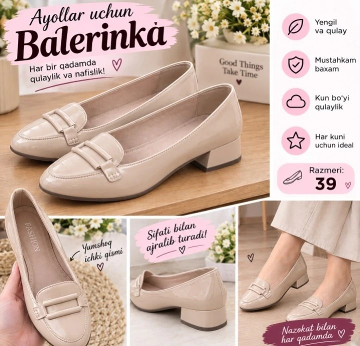 Balerinka Tufli, EU 39 — 1